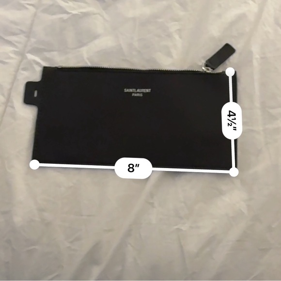 Saint Laurent Calfskin Small Zip Pouch Black Leather - Picture 2 of 6